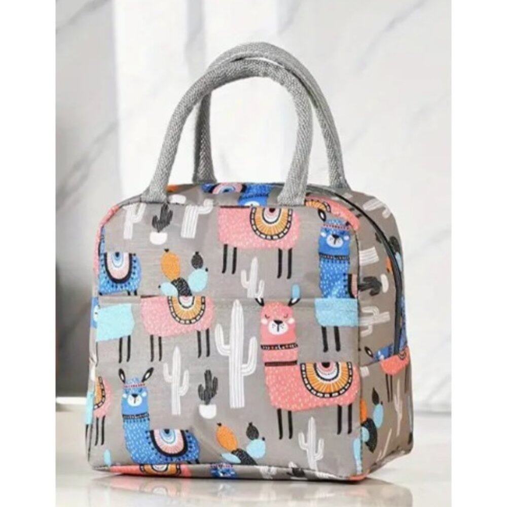 Llama Cactus Themed Insulated Lunch Bag Tote - Picture 2 of 6